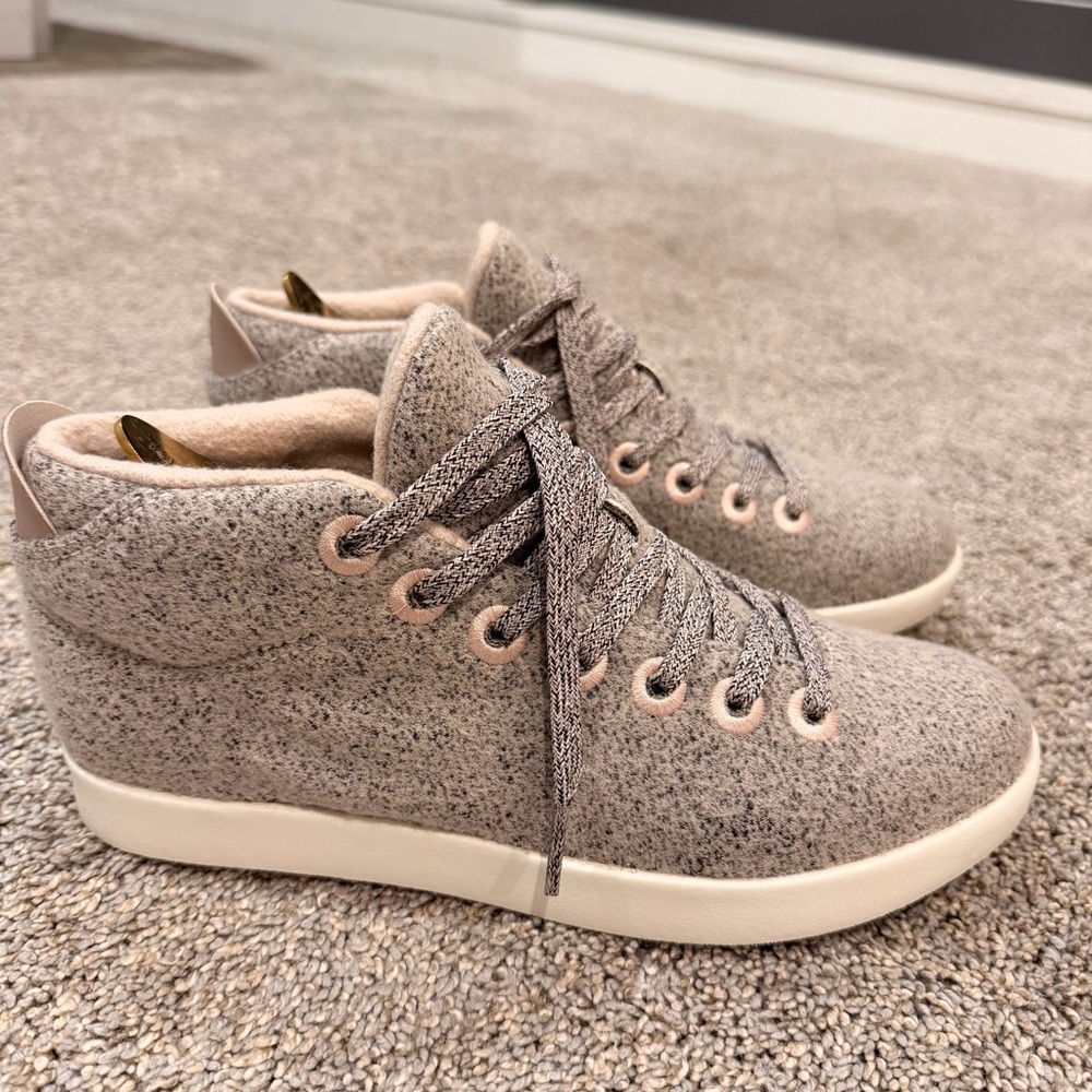 Allbirds Women's Gray Apricot Merino Wool Blend High-Top Sneakers WMP|W8 NWOT